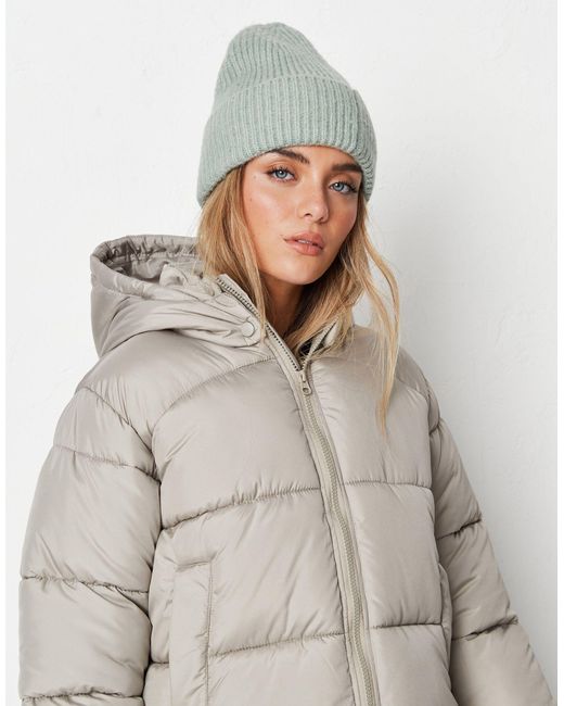 Missguided Stepped Hem Puffer Jacket in Gray | Lyst