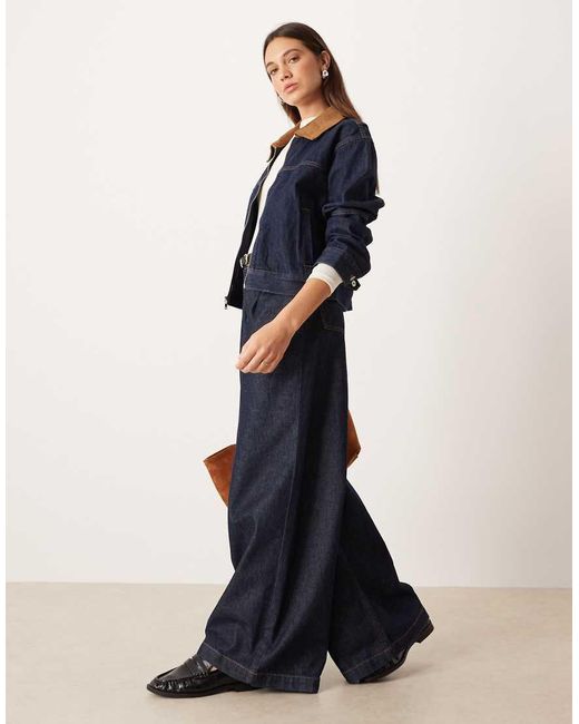 Abercrombie & Fitch Blue Denim Contrast Collar Worker Jacket