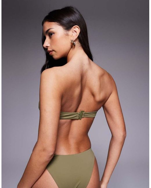 ASOS Green Tina Twisted Paper Touch Bandeau Bikini Top