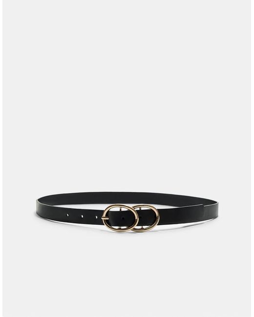 Stradivarius White Double Buckle Belt