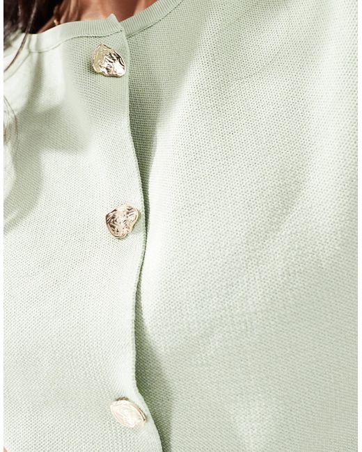 ASOS Green Design Knitted Button Front Waistcoat With Gold Buttons