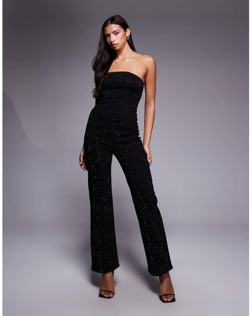 River Island Blue Heat-seal Bandeau Jumpsuit