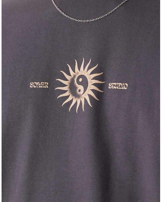 ASOS Gray Oversized T-shirt With Celestial Graphic for men