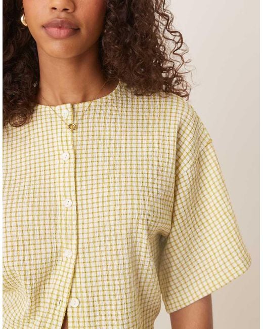 Camisa A Cuadros De Corte Cuadrado De Tejido Texturizado De (Parte De Un Conjunto) ASOS de color Natural