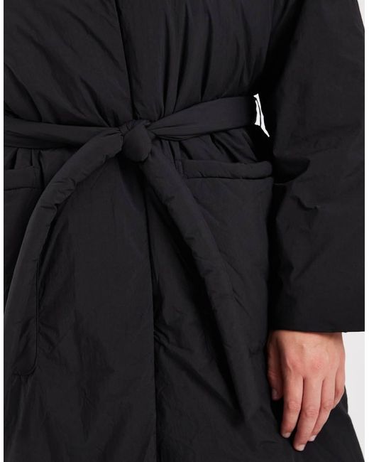 ONLY Black Tie Waist Longline Coat