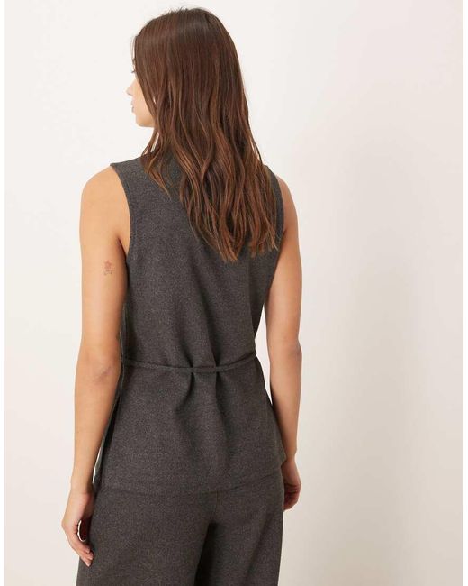 Mango Gray Ancona Sleeveless Belted Top Co-ord