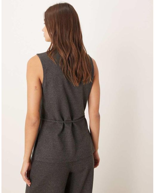 Mango Gray Ancona Sleeveless Belted Top Co-ord