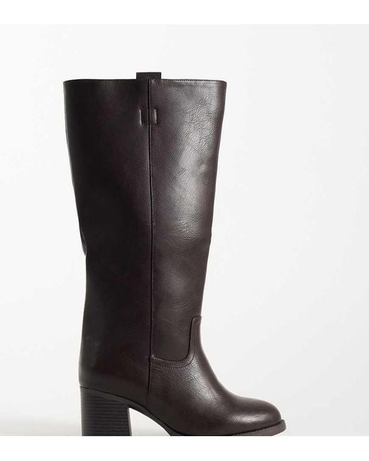 SEQWL Wide Fit Black Byron Pull-on Knee Boots
