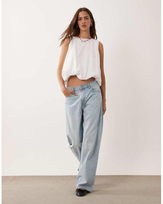 ASOS White Bubble Hem Top