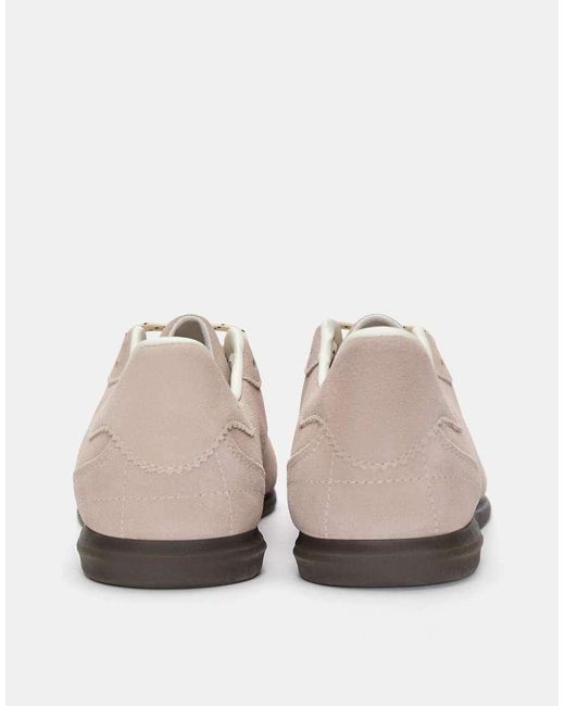 Pull&Bear White Split Suede Leather Trainers