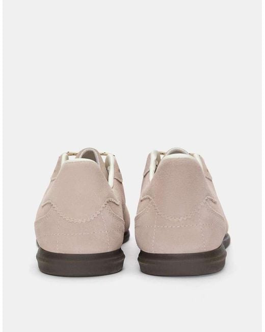 Pull&Bear White Split Suede Leather Trainers