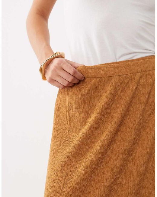 Mango Orange Teen Crinkle Asymmetric Tie Front Skirt