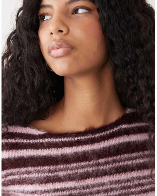Collusion Red Knitted Stripe Top