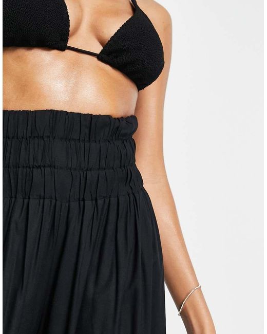esmé studios Black Esmee Exclusive Shirred Wide Leg Beach Trousers