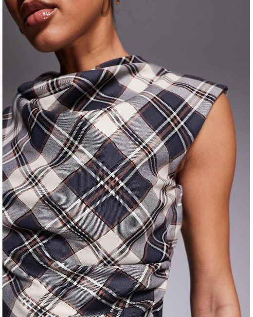 River Island Gray Drape Tailored Top