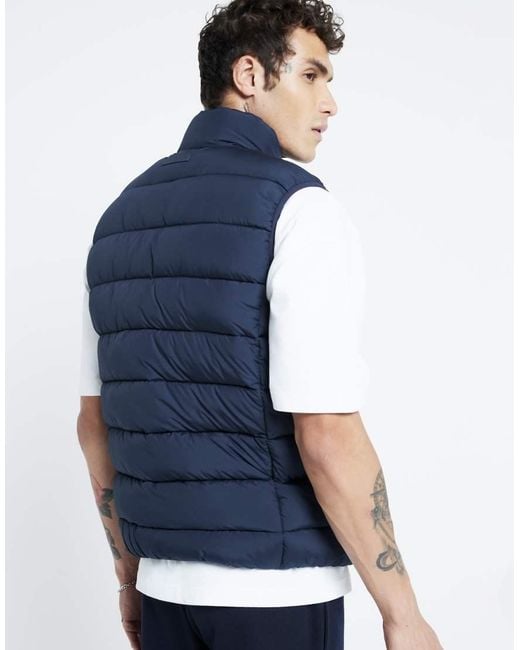 River Island Blue Regular Fit Quilted Gilet for men