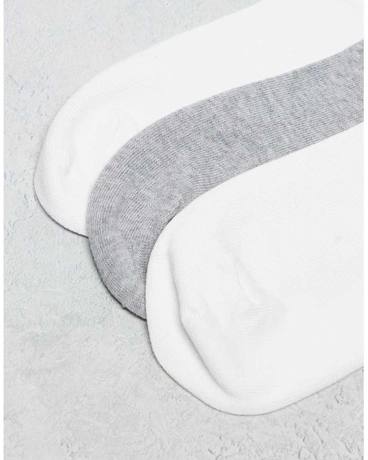 Pack De 3 Pares De Calcetines De Color Blanco Y Gris Jaspeado Con Rayas Deportivas De Weekday de hombre de color White