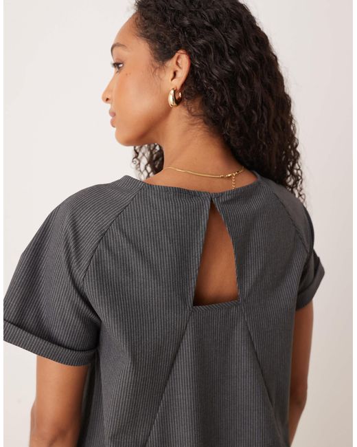 ASOS Gray Crew Neck Smock Mini Dress With Dropped Waist