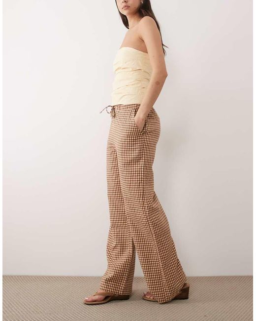 Threadbare Natural Gingham Pull On Pants