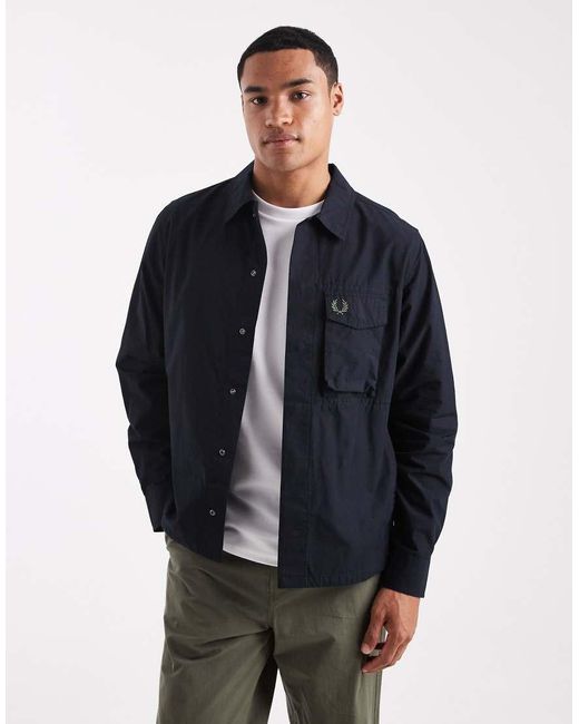 Fred Perry Poplin Overshirt in het Blue voor heren