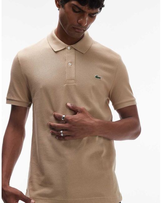 Lacoste Brown Slim Fit Logo Pique Polo for men