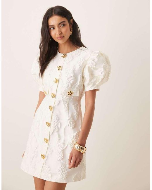 Sister Jane Natural Anemone Jacquard Mini Dress