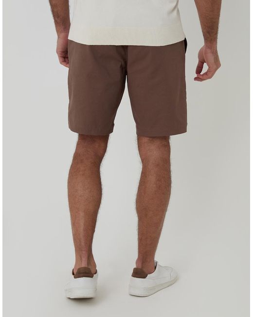 Threadbare Brown Cotton Regular Fit Stretch Chino Shorts for men