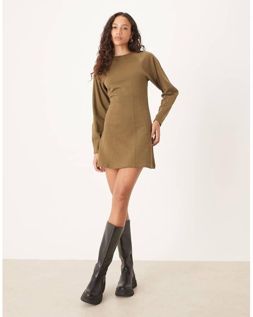 ASOS Brown Seam Detail Mini Sweat Dress