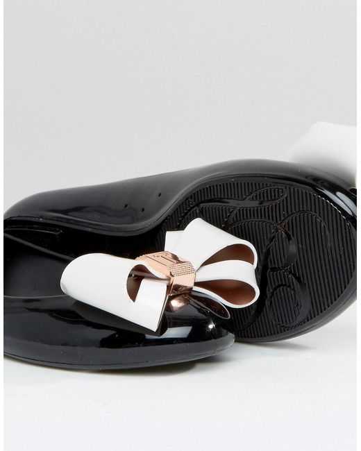 Ted Baker Julivia Bow Black Ballet Flat Shoes | Lyst