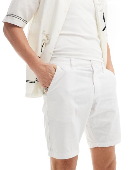 ASOS – elastische chino-shorts in White für Herren