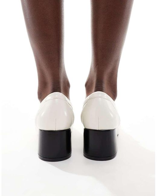 Glamorous White Heeled Loafers