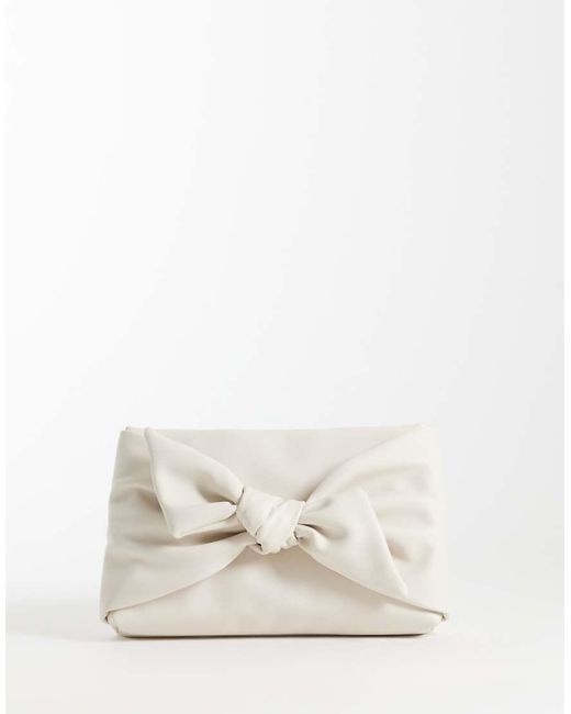 ASOS Natural Large Bow Front Clutch Bag