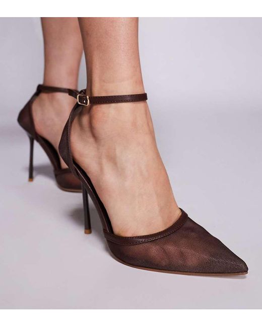 Zapatos Marrón Chocolate De Tacón De Malla Mandisa De Simmi London Wide Fit SIMMI de color Brown