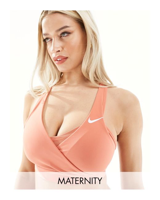 Nike Pink Maternity Dri-fit Swoosh Medium-support Padded Sports Bra
