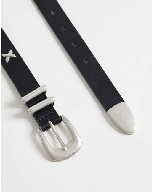 ASOS White Cross Studded Western Belt for men