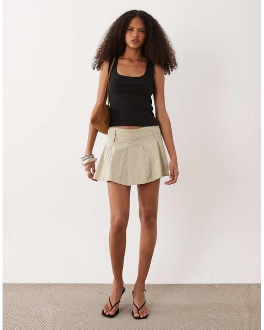 Motel Black Mobley Pleated Mini Skirt