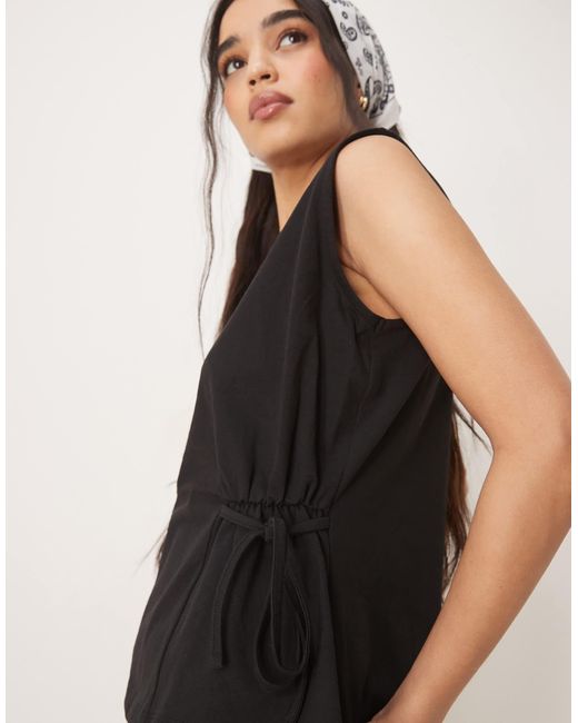 ASOS Black Oversized Tank With Tie Detail