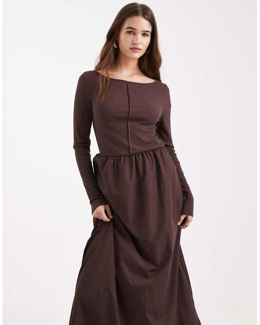 Threadbare White Boat Neck Midi Dress With Seam Detail