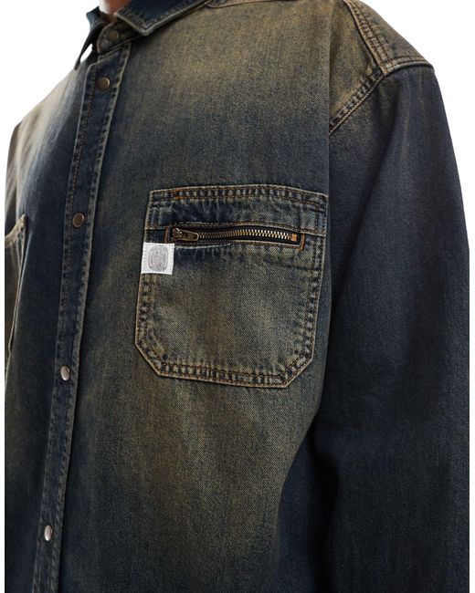Chemise en jean unisexe style western - délavé Reclaimed (vintage) en coloris Black