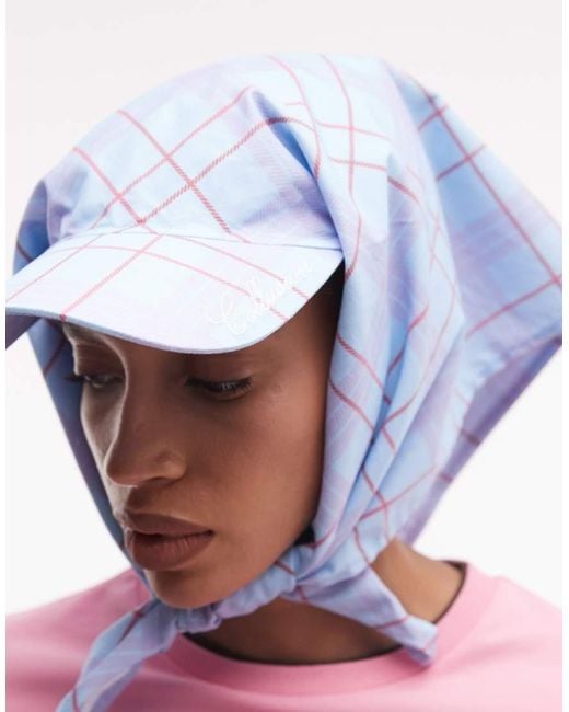 Collusion Pink Check Headscarf With Cap Detail