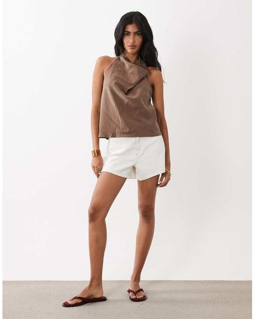 Mango Brown Girasol Sleeveless Cowl Neck Top Co-Ord