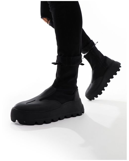 ASOS Black Chunky Zip Up Sock Boots for men