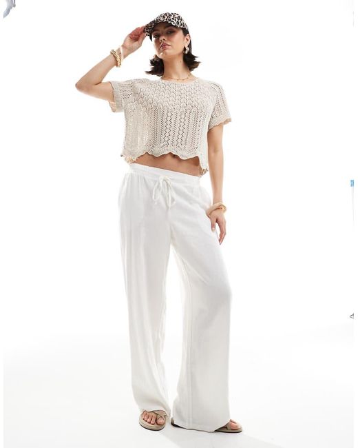 ONLY White Crochet Short Sleeve Top