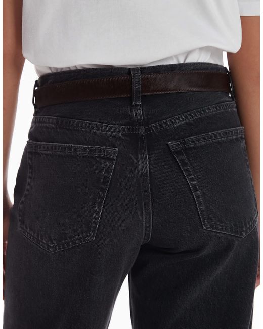 ARKET Gray Leather Pony Hair Belt
