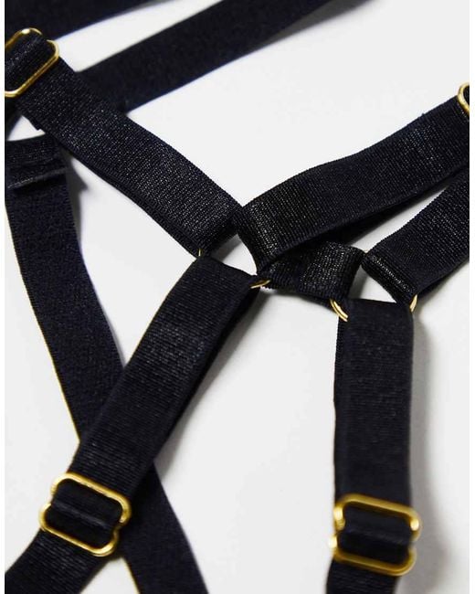 Ann Summers Black Camila Ouvert Cami With Suspender Detail And Thong Set