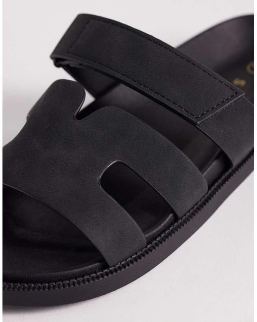 SEQWL Wide Fit Black Kidman Sandals With Straps