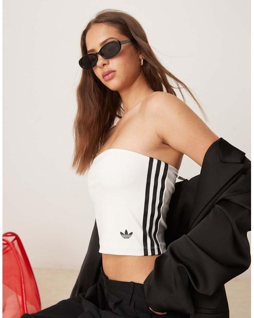 Adidas Originals Black Adicolor 3 Stripe Bandeau Top