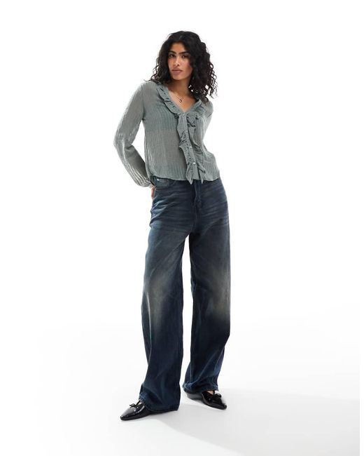 Stradivarius Overhemd Met Ruches in het Gray
