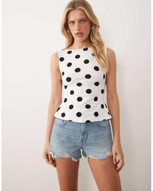 ASOS White Slash Neck Tie Back Tank Top