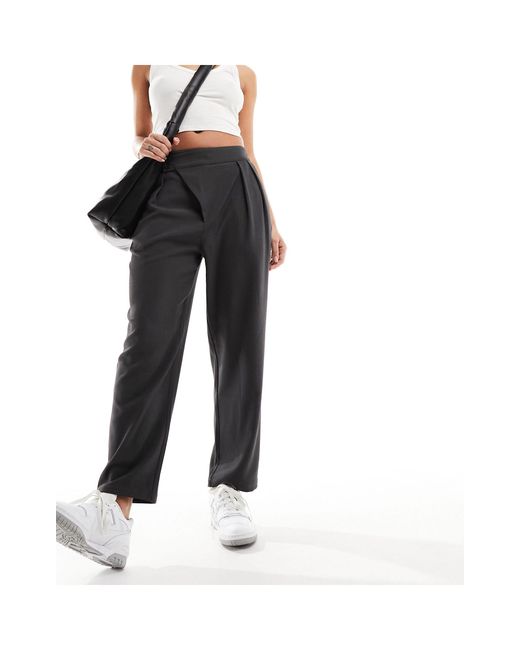 ASOS Black Tailored Tapered Pants With Asymmetric Waist